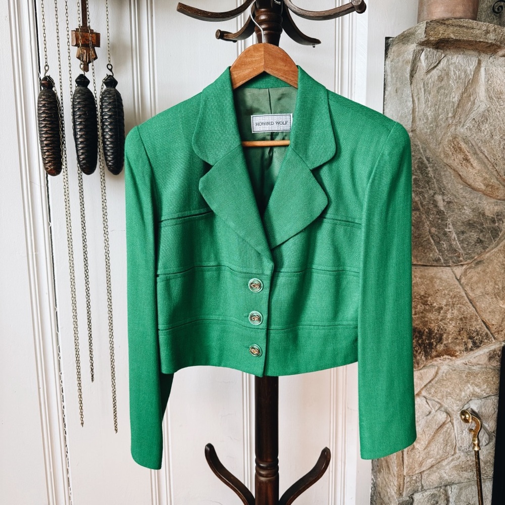 Vintage Cropped Green Blazer Womens size 8